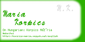 maria korpics business card